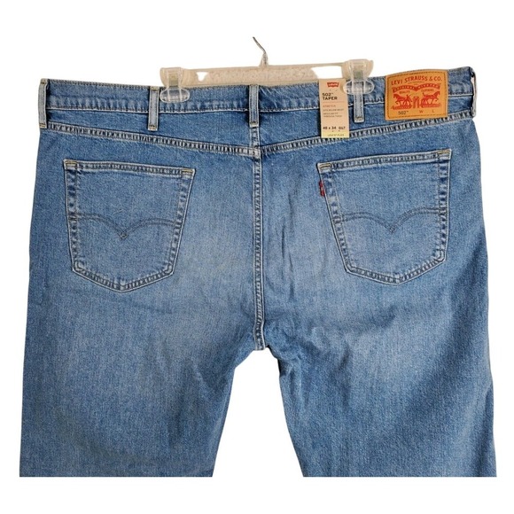 Levi's 502 Flex Taper Blue Jeans Mens 48x34 Big Tall Stretch Relaxed (47x32) NWT - Picture 1 of 12